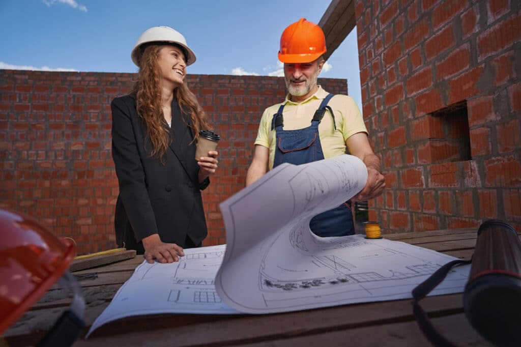 Woman smiling at contractor